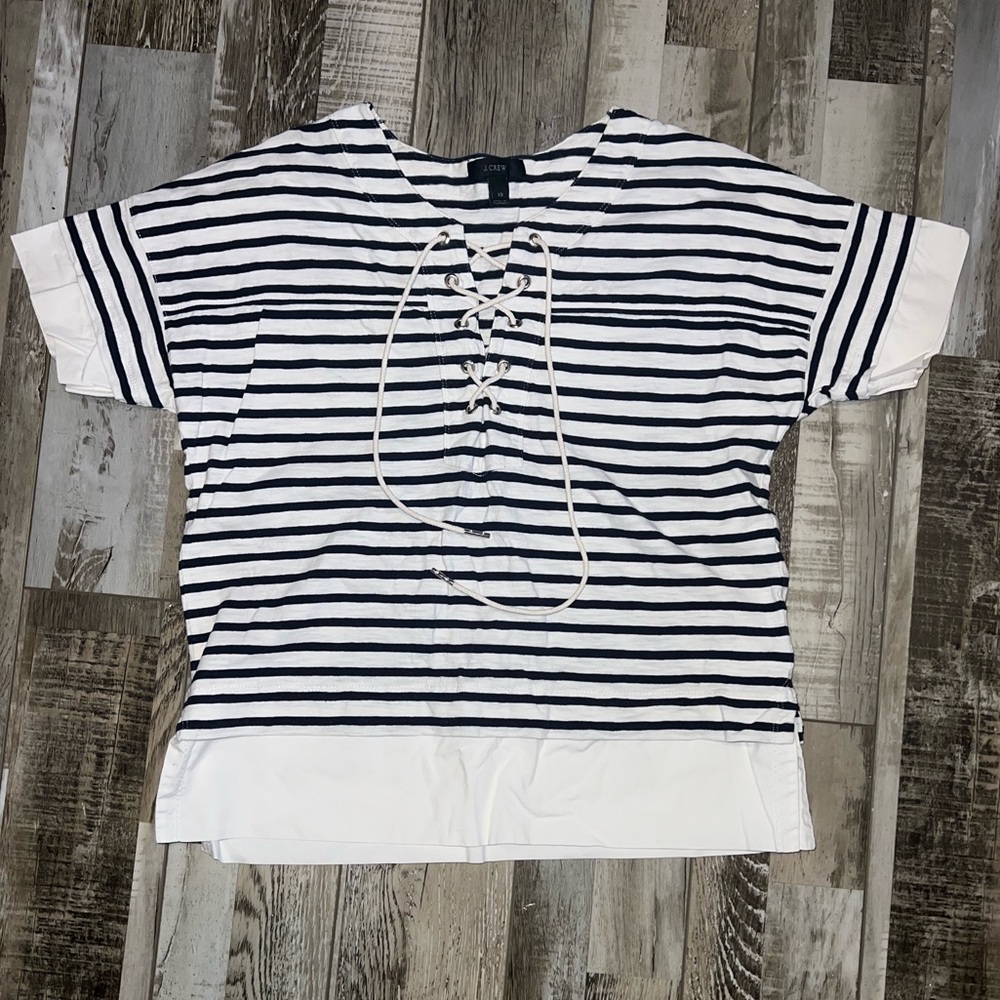 J. Crew Sailor Stripe Lace-Up Shirt